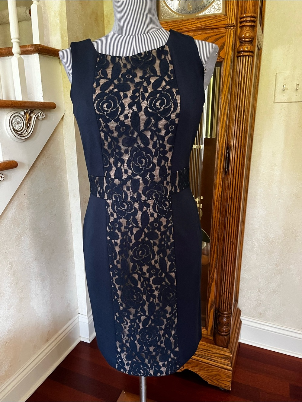 The Limited Navy Lace-Panel Dress